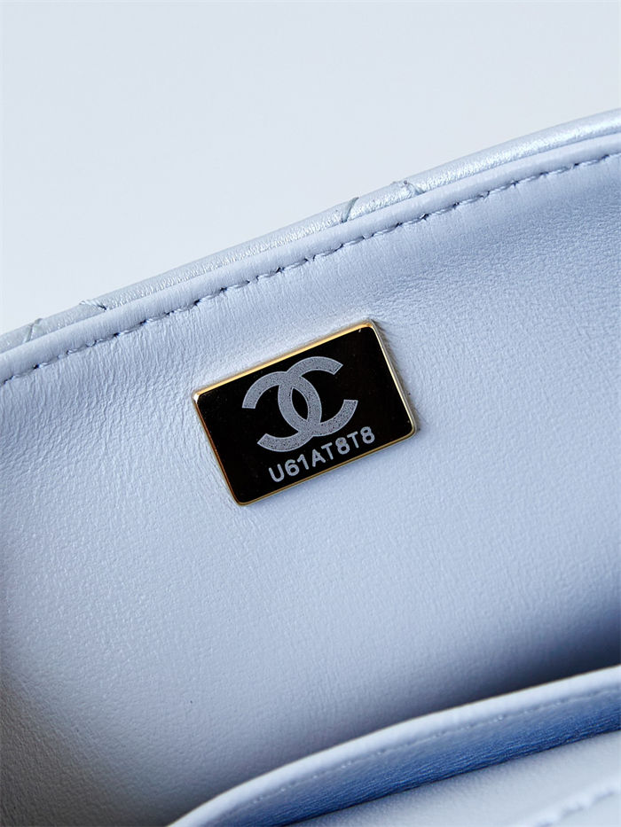 Chanel MINI FLAP BAG AS4385 Lambskin & Gold-Tone Metal Blue High