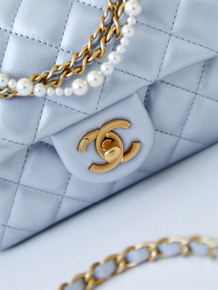 Chanel MINI FLAP BAG AS4385 Lambskin & Gold-Tone Metal Blue High