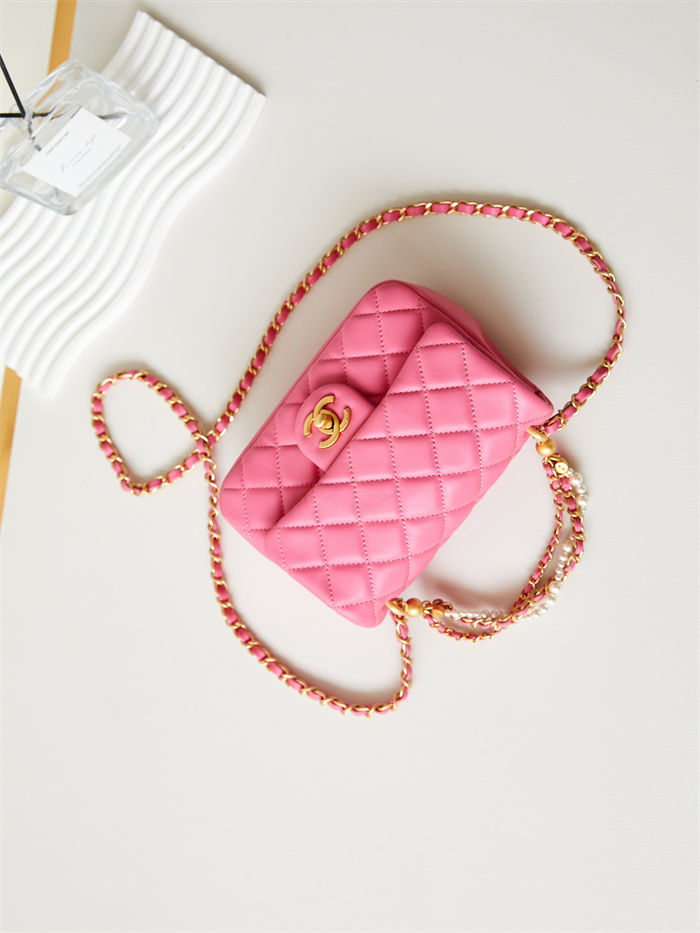 Chanel MINI FLAP BAG AS4385 Lambskin & Gold-Tone Metal Pink High