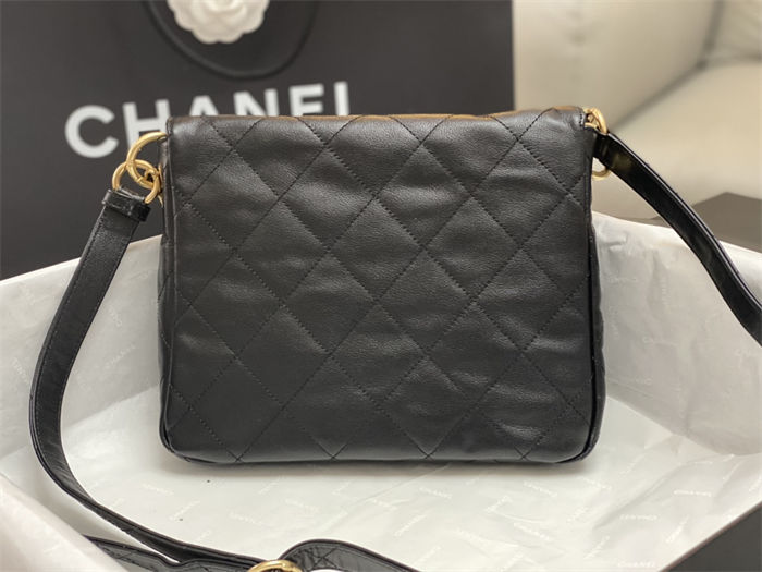 Chanel Hobo handbag AS4743 Shiny calfskin & gold-tone metal Black High