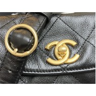 Chanel Large Hobo handbag As4668 Shiny calfskin & gold-tone metal Black High