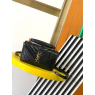 COLLEGE MINI CHAIN BAG IN SHINY CRACKLED LEATHER Black High