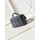 MINI FLAP BAG WITH TOP HANDLE AS2431 Cotton Tweed & Gold-Tone Metal Black A