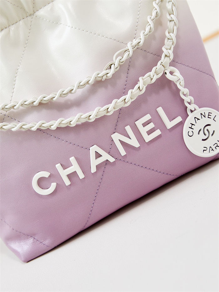 Chanel 22 MINI HANDBAG Patent Gradient Calfskin & Lacquered Metal Purple AS3980 High