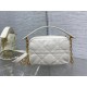 Small Dior Caro Top Handle Camera Bag Macrocannage Calfskin Latte High