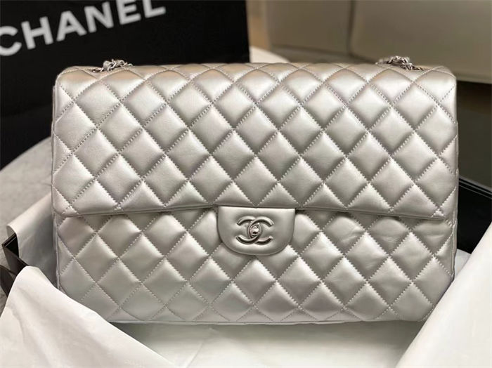 Chanel XXL Small Bag Metallic Lambskin Silver High