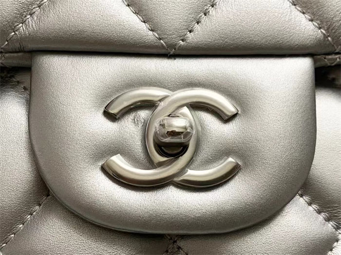 Chanel XXL Small Bag Metallic Lambskin Silver High