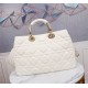 LADY 95.22 LARGE BAG Cannage Calfskin White High