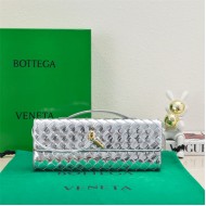 BV Long Clutch Andiamo With Handle Silver High