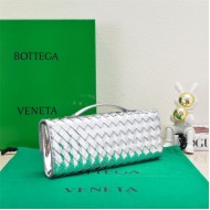 BV Long Clutch Andiamo With Handle Silver High