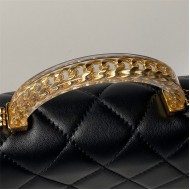 Chanel MINI FLAP BAG WITH TOP HANDLE AS4847 Lambskin, Resin & Gold-Tone Metal Black A