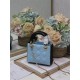 Two-Tone Mini Lady Dior Bag Two-Tone Cannage Lambskin Sky Blue and Black High