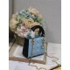 Two-Tone Mini Lady Dior Bag Two-Tone Cannage Lambskin Sky Blue and Black High