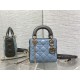 Two-Tone Mini Lady Dior Bag Two-Tone Cannage Lambskin Sky Blue and Steel Gray High