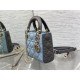 Two-Tone Mini Lady Dior Bag Two-Tone Cannage Lambskin Sky Blue and Steel Gray High