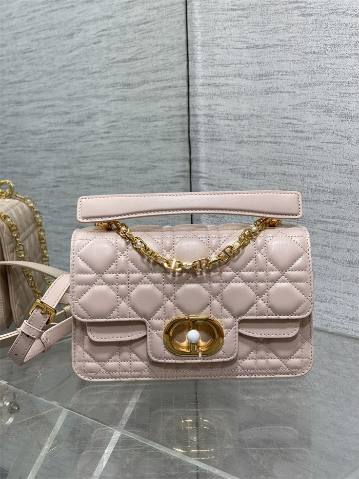 Small Dior Jolie Top Handle Bag Cannage Calfskin Pink High