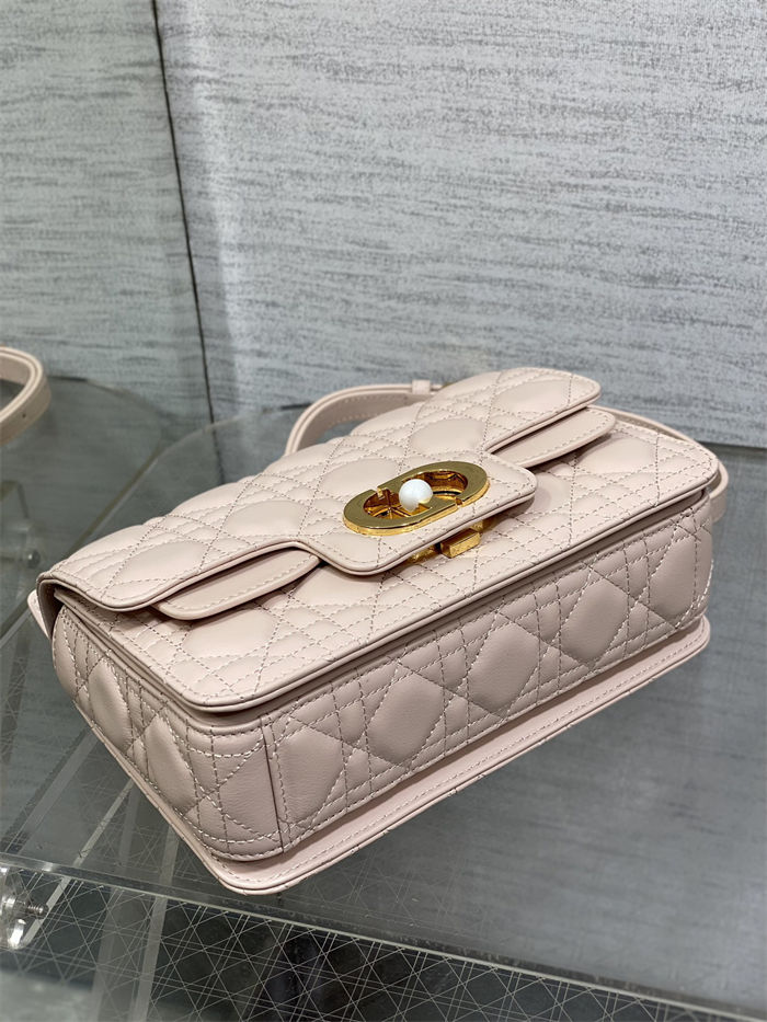 Small Dior Jolie Top Handle Bag Cannage Calfskin Pink High