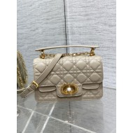 Small Dior Jolie Top Handle Bag Cannage Calfskin Beige High