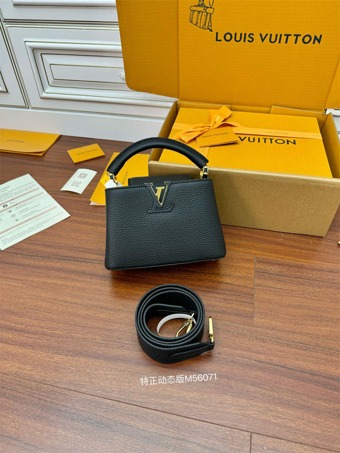 Louis Vuitton CAPUCINES MINI Taurillon Leather Black M56071 Top