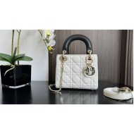 Two-Tone Mini Lady Dior Bag Two-Tone Cannage Lambskin Latte and Black High