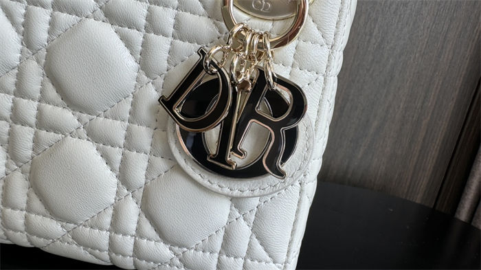 Two-Tone Mini Lady Dior Bag Two-Tone Cannage Lambskin Latte and Black High