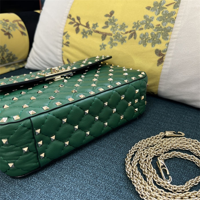 Valentino Spike Medium Bag Lambskin Green High