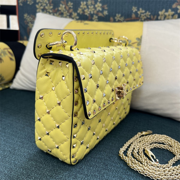 Valentino Spike Medium Bag Lambskin Yellow High