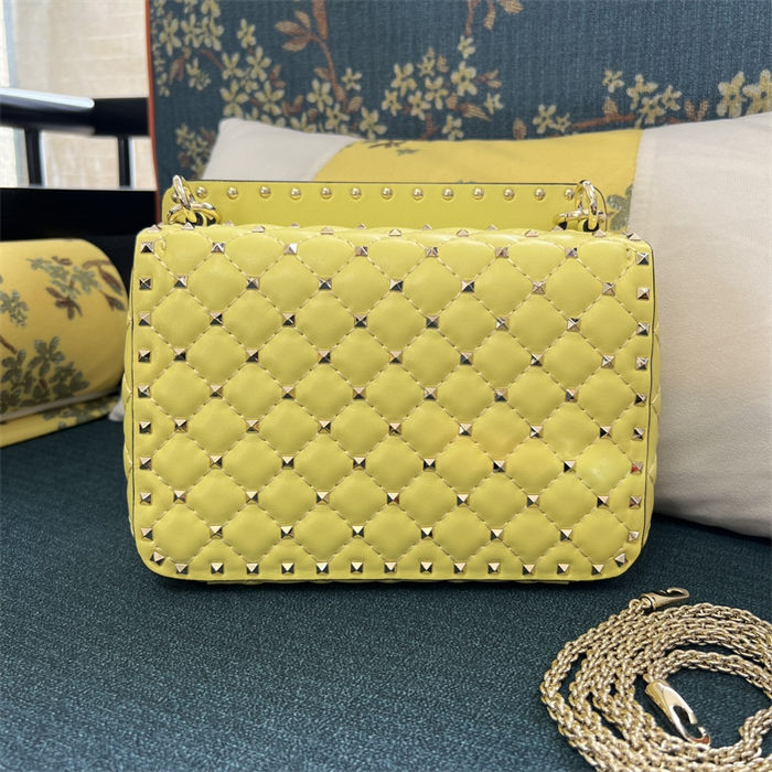 Valentino Spike Medium Bag Lambskin Yellow High