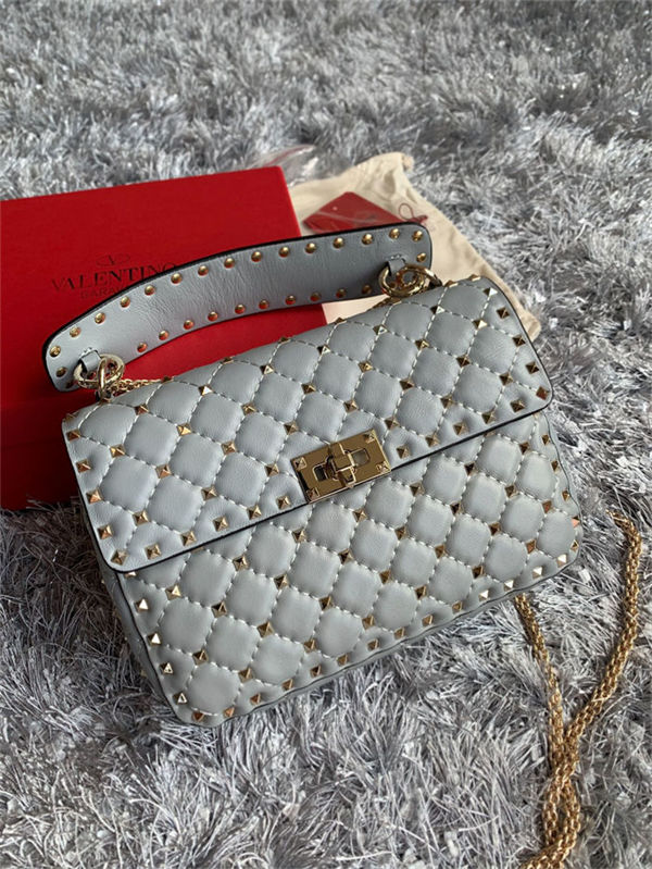 Valentino Spike Medium Bag Lambskin Pale Blue High