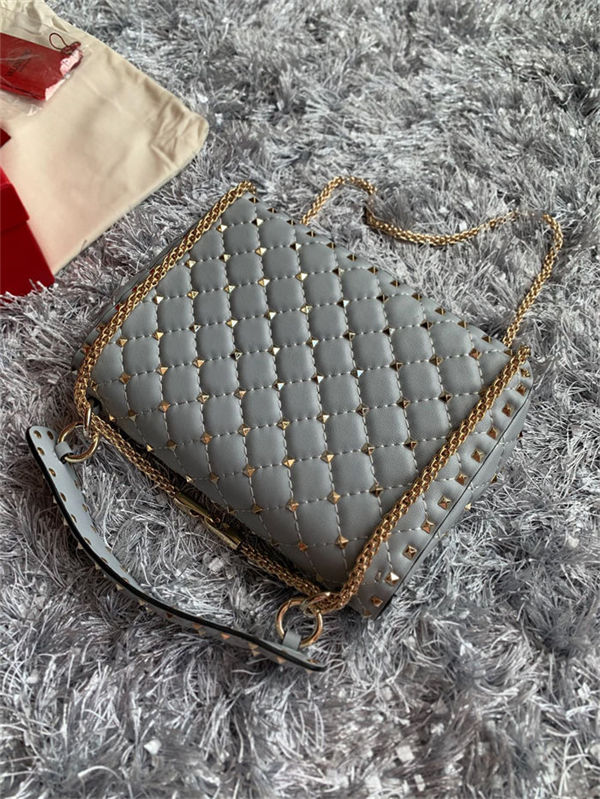 Valentino Spike Medium Bag Lambskin Pale Blue High