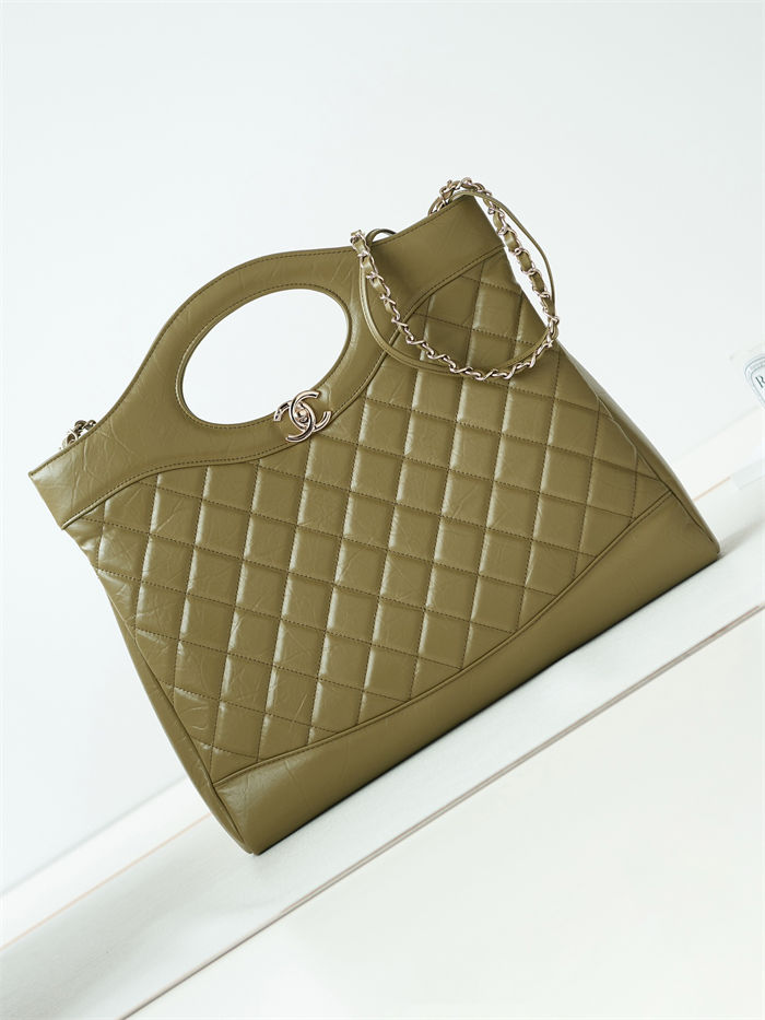 Chanel 31 SHOPPING BAG Large AS1010 Calfskin & Gold-Tone Metal Green A