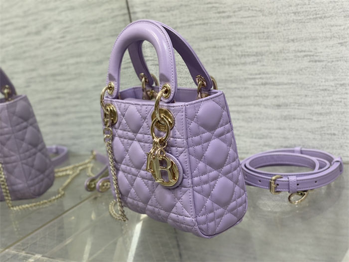 MINI LADY Dior BAG Cannage Lambskin Gold Metal Lilac High