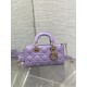 LADY D-JOY BAG SMALL Cannage Lambskin Lilac High