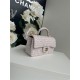 MINI FLAP BAG WITH TOP HANDLE AS2431 Cotton Tweed & Gold-Tone Metal Pink A