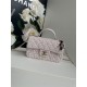 MINI FLAP BAG WITH TOP HANDLE AS2431 Cotton Tweed & Gold-Tone Metal Pink P A