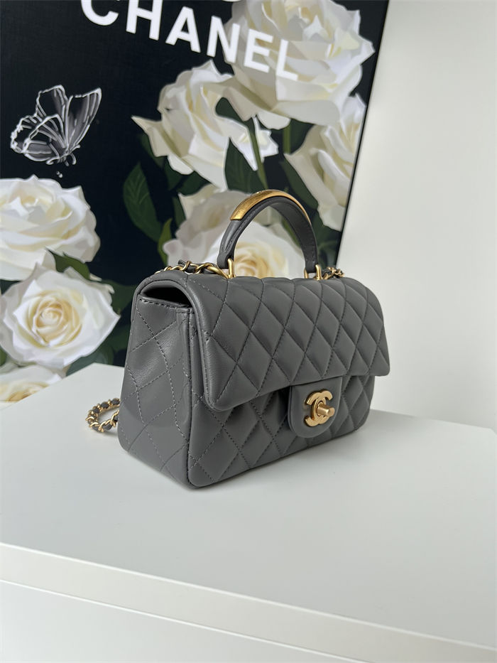 MINI FLAP BAG WITH TOP HANDLE AS2431N Lambskin & Gold-Tone Metal A