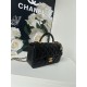 MINI FLAP BAG WITH TOP HANDLE AS2431 Grained Calfskin & Gold-Tone Metal Black P A