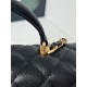 MINI FLAP BAG WITH TOP HANDLE AS2431 Grained Calfskin & Gold-Tone Metal Black A