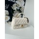 MINI FLAP BAG WITH TOP HANDLE AS2431 Grained Calfskin & Gold-Tone Metal White P A