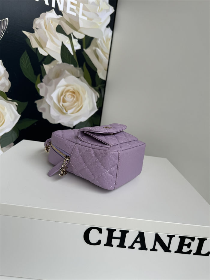 Chanel Mini Backpack Grained Calfskin Gold-Tone Metal AP3753 Purple High