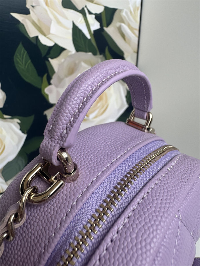 Chanel Mini Backpack Grained Calfskin Gold-Tone Metal AP3753 Purple High