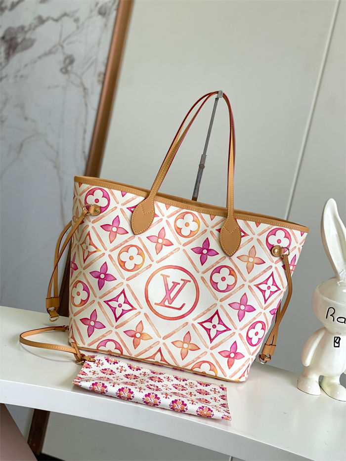 Louis Vuitton NEVERFULL MM Monogram Tiles coated canvas Coral M25317 High