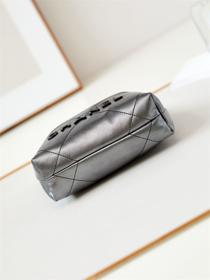 Chanel 22 MINI HANDBAG Patent Gradient Calfskin & Lacquered Metal Silver-Black AS3980 High