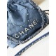 Chanel 22 MINI HANDBAG Washed Denim & Silver-Tone Metal Blue AS3980 High