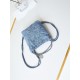 Chanel 22 MINI HANDBAG Washed Denim & Silver-Tone Metal Blue AS3980 High