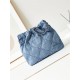 Chanel 22 SMALL HANDBAG Denim & Silver-Tone Metal AS3260 Blue High