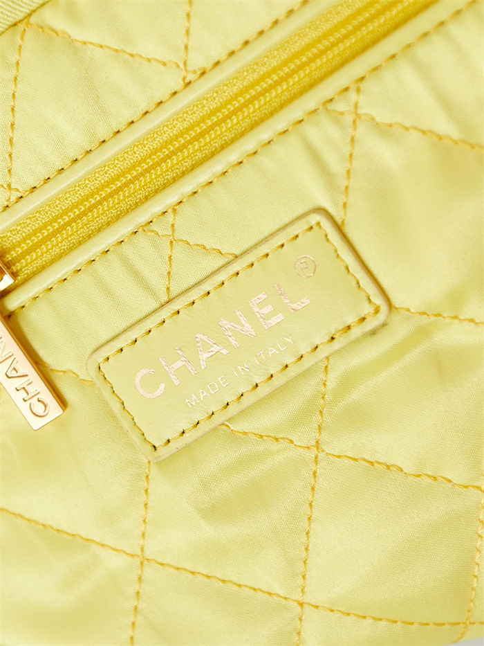 Chanel 22 MEDIUM HANDBAG Canvas & Gold-Tone Metal AS3261 Yellow High