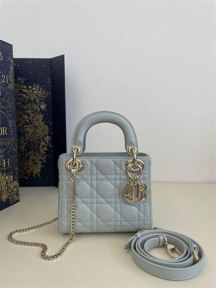 MINI LADY Dior BAG Cannage Lambskin Blue-Pale High