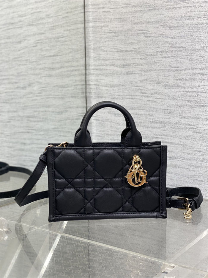 MINI Dior BOOK TOTE Macrocannage Calfskin Black High