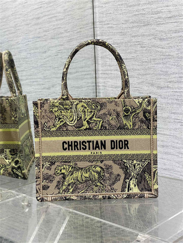 SMALL Dior BOOK TOTE Toile de Jouy Embroidery Sauvage Raffia High